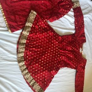 Red Sharara Indian outfit